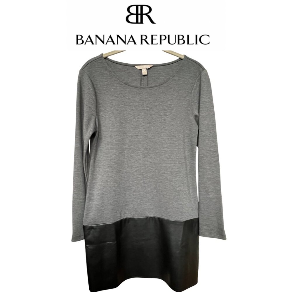 Banana Republic Faux Leather Dress Gray/Black Sz 4P